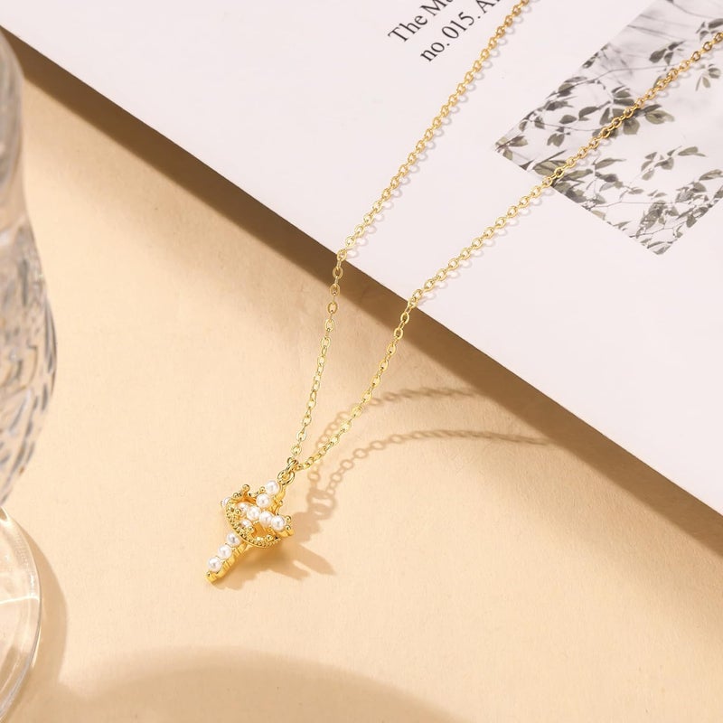 Robaice Upgraded Crown Cross Necklace for Women, 14K Gold Plated Crown Cross Pendant Necklace, Non-Tarnish Faith Jewelry for Women, Christian Religious Gifts for Her - Image 5